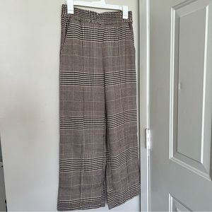 H&M Brown Glen Plaid Wide Leg Academia Pants